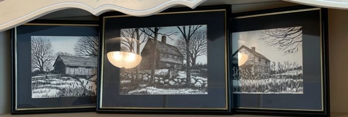 HALF OFF !  $15.00 NOW, WAS  $30.00.........3 Pictures: Parson Capen House Topsfield, Mass , Menominee River Parkway , 17” x 13” M. Miller Bernd (B505)