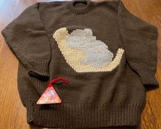 $25.00..........................Wool Hand Knit Koala Sweater by Sharon size 14 (B755)