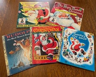 REDUCED!  $10.50  NOW, WAS  $14.00..............Vintage Christmas Books and 2 Record Books (B847)