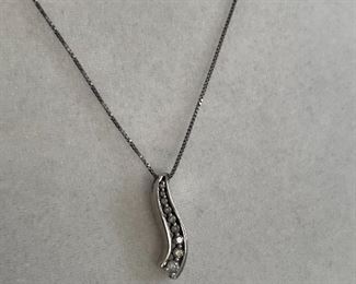 925 Silver cast diamond necklace - spring clasp 18 Inch, .22 carat (9 stones)