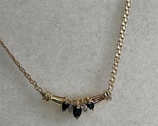 14k diamond and sapphire necklace 18 inch