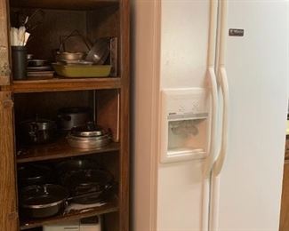 Refrigerator, pots and pans, utensils, serving pieces, bakeware