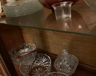 Crystal bowl pieces and plates