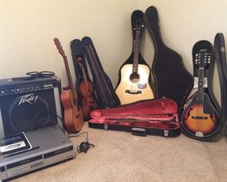 Musical instruments, Guitars, Violins, amp