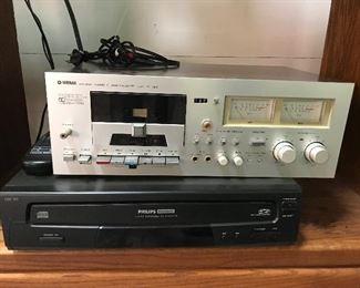 Yamaha Cassette Deck & Philips Magnavox 5-Disc CD Player