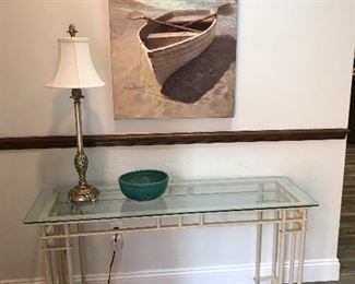 Glass and Gold Tone Entry Table