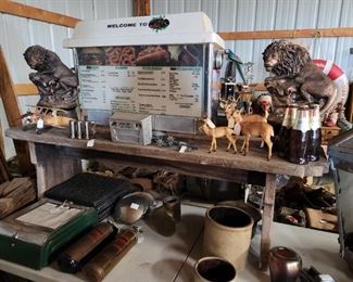 Beer items, menu board