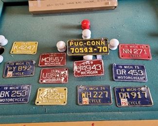 Motorcycle plates. Bumper pool table