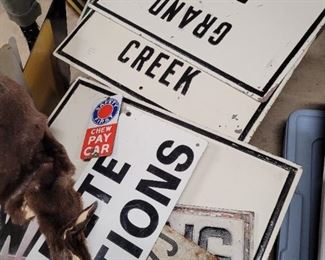 Old metal road signs