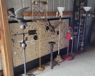 Lamps, weather Vanes,  gumball machines.