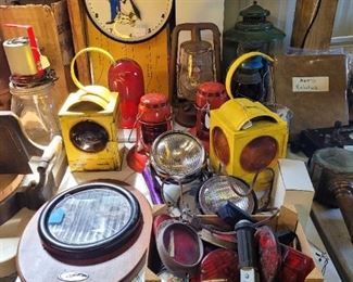 Car lights, lanterns, Ford plaque 