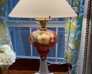 Beautiful glass lamp. Bottom and top both light up!