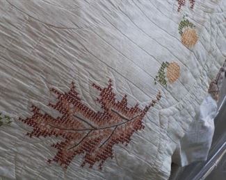 $45.00  Bed spread. Antique.  cross-stitch autumn leaf design.