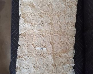  NEW PRICE $60.00  LOT17. Antique crochet lace table cloth. beautiful condition. size aprox 60 x72 