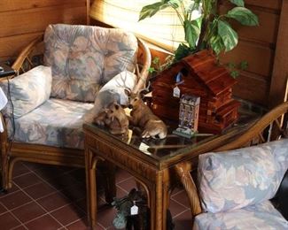 WICKER CHAIR & END TABLE