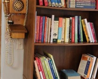 OAK WALL TELEPHONE, COOK BOOKS AND INSPIRATIONAL