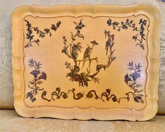 $120 - Vintage chinoiserie tray 16 1/2"L x 13"W