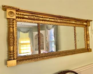 $595 - Vintage Regency style gilt mirror; 27"H x 67"W x 4 1/2"D