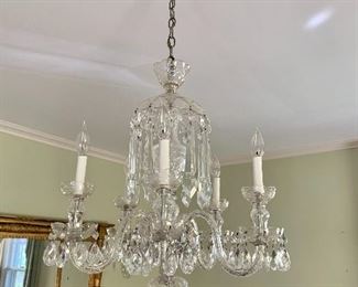 $695 - Crystal chandelier; approximately 41"H x 21" diameter. Additional removal fee of $40. 