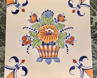 $20 - Delft decorative ceramic tile #2; 5 1/2" x 5 1/2" square 