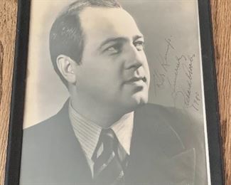 $85 - Autographed photo of Opera singer Richard Crooks;  inscribed “Dr. Kemp Sincerely Richard Crooks 1940” ; Very good condition, framed under glass; 10 1/4" x 8 1/4"W 