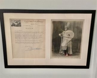 $275 - Framed letter and autographed photo signed Lauritz Mechior; 14 1/2"H x 21 1/4"W