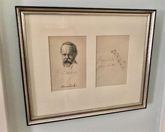 $250 - Original antique signed portrait on paper of Englebert Humperdinck; German composer (1854-1921); Dated Berlin 1898; Framed under glass, excellent condition including a musical quotation; Framed size 10 1/2"H x 12 3/4"