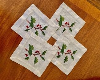 $20 - 4 embroidered linen coaster