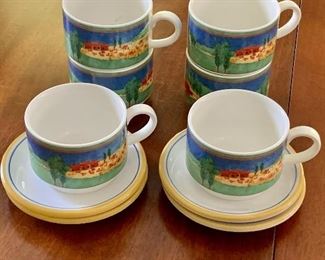 $40 - Villeroy & Boch, Luxembourg cup (6) and saucers (4); 2 14"H 