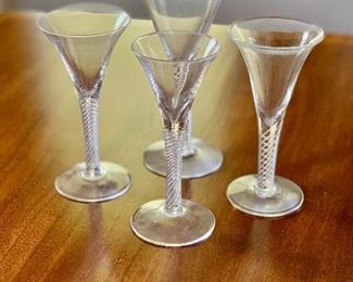 $40 - Set of crystal glasses, three white wine 6 1/2"H. One water goblet  7 3/4"H 