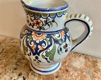 $20 - Vintage Italian ceramic pitcher; 4 1/2"H x 4 1/4"W x 3 1/4"D 