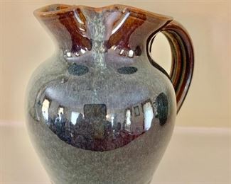 $24 - Decorative glazed pitcher #1: 4 3/4"H x 5"W including handle