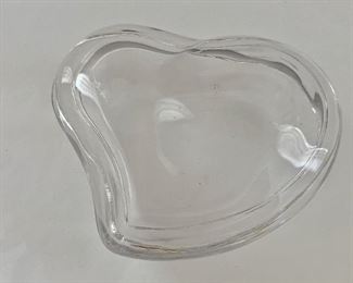 $50 - Tiffany & Co. heart shaped trinket dish with lid; 1 1/2"H x 4"W x 3 3/4"D