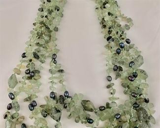 $40 -  Tumbled stone  multi strand necklace; 20 1/2" L. Closed drop measures 12 1/2" 