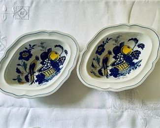 $20 - Spode "Blue Bird" oval serving dishes; 2 1/4"H x 10 1/2"L x 7 3/4"W REPLACE PIC with just one