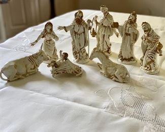 $60  - Set of 8 resin nativity figures, made in Italy; approx 5" high