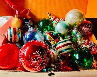 $30 - Box of vintage glass Christmas ornaments