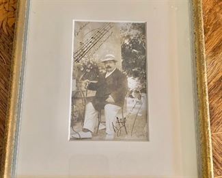 $225 - Original antique photograph of Ruggero Leoncavallo, Italian composer (1857-1919); signed including musical quotation; Framed under glass, excellent condition; Framed size 10"H x 8'W 