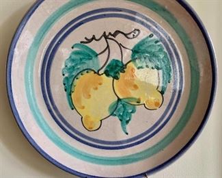 $45 - Decorative fruit motif wall hanging plate; 11" diameter