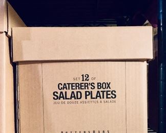 $30 EACH box- Pottery Barn Caterer's Box of 12 SALAD plates.  3 Boxes available.