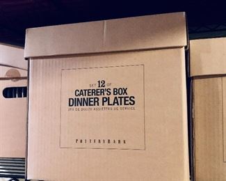 $40 EACH box; Pottery Barn Box of 12 Caterer's Dinner Plates; 1 Box left! 