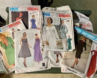 $60 - Lot of vintage designer patterns; most size 12;  Christian Dior,  Yves St Laurent,  Valentino, Balmain,  Adolpho, Cavin Klein, Kasper and more.  More than 14 patterns