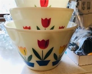 Vintage Fire King Tulip bowl set