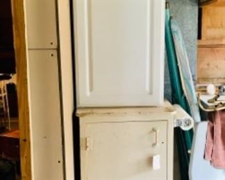 vintage cupboard on the bottom and new cupboard on the top