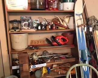 Outdoor bird feeders planters, sprinklers, water skies