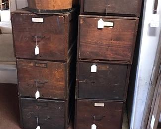 Old wood file drawers