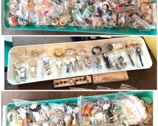 A very large amount of jewelry, costume and sterling, watches, Beades.