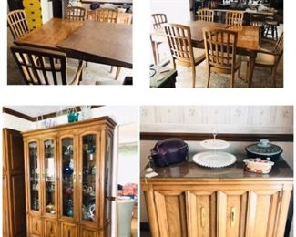 Dining room table, chairs, China cabinet and side cabinet. Very nice