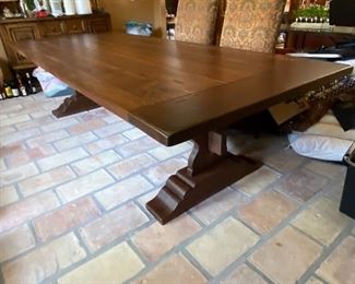 Custom made 10ft solid oak dining table. Can be sold with or without the chairs