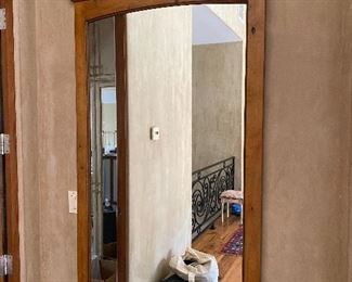 Large wood frame wall mirror